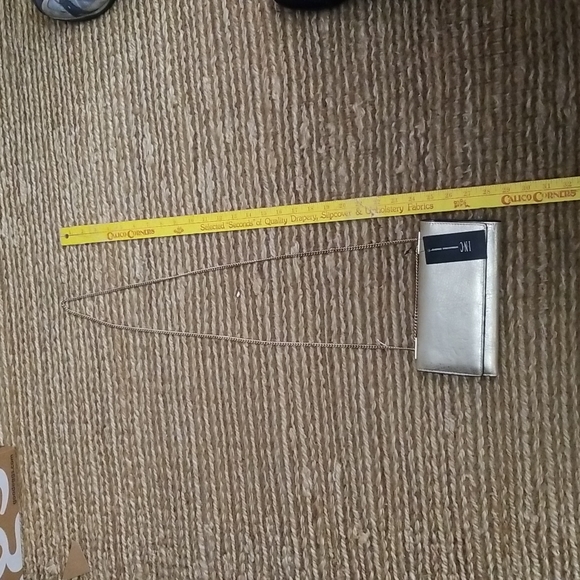 INC Womens metallic gold crossbody clutch with gold shoulder length chain. - Picture 6 of 6